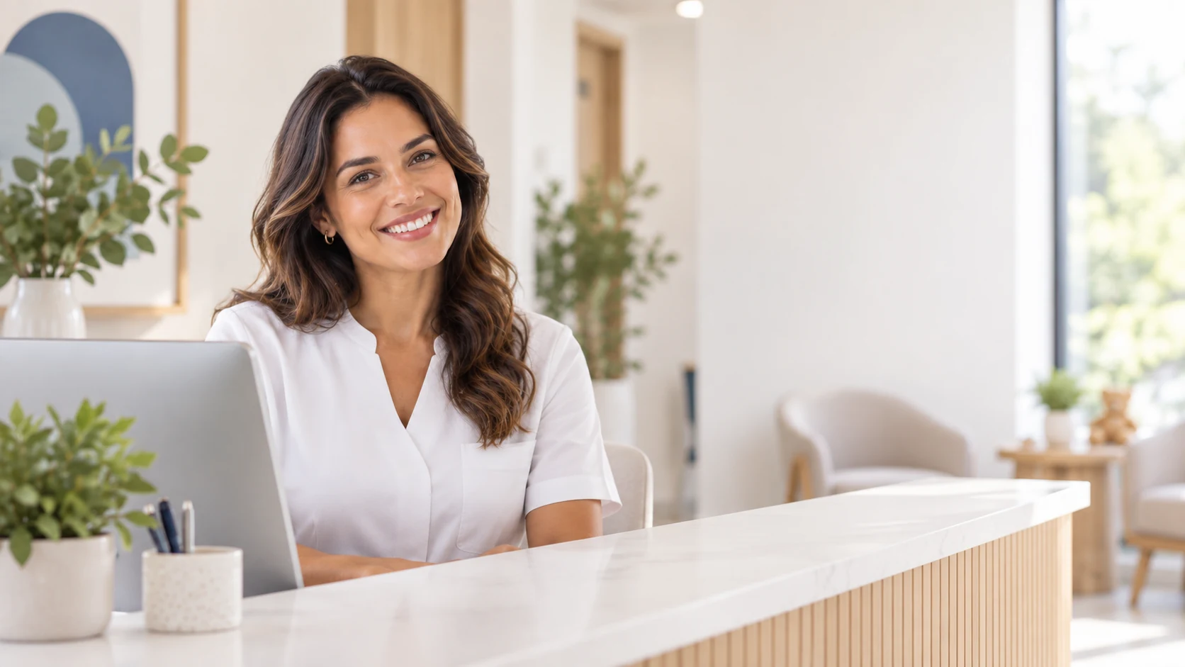Profissional em recepção de atendimento