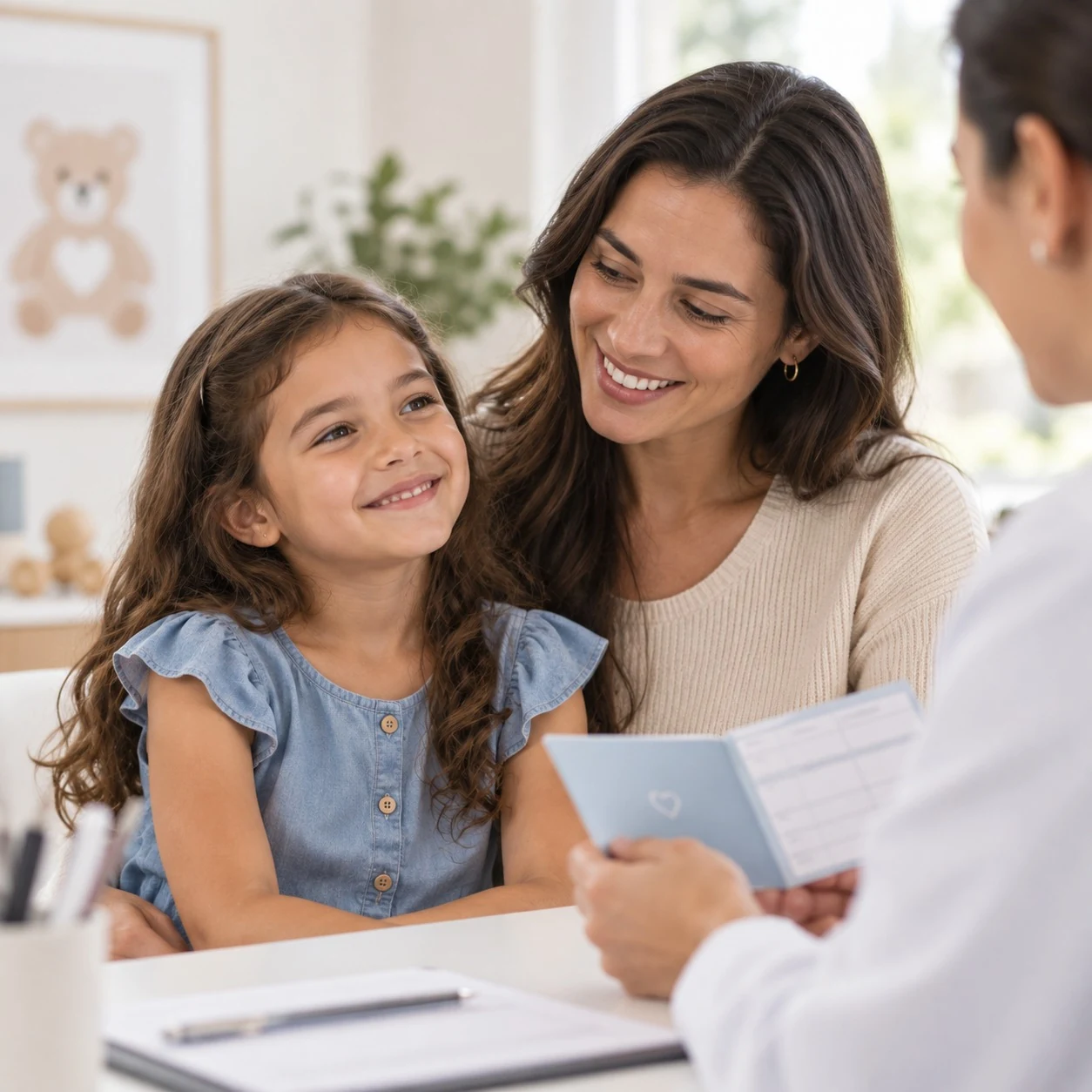 Criança com responsável em contexto de vacinação preventiva